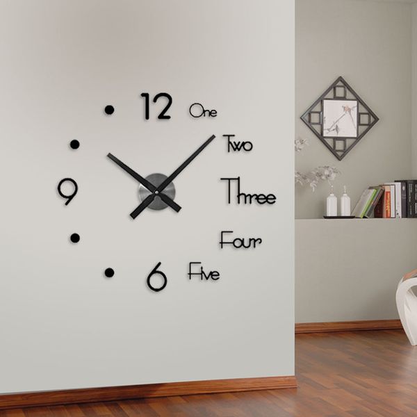 

wall clocks 3d sticker clock bedroom decoration living room battery free