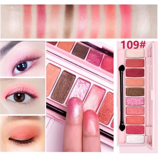 TENERE LIVE Tavolozza di ombretti opachi color pesca per ombre rosse Kit di palette di ombretti coreani di marca Pink Cherry Blossom Glitter Eyes