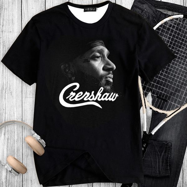 

fashion designer in memery of nipsey hussle pure color t shirts printed o-neck summer ins tees teenager tee, White;black