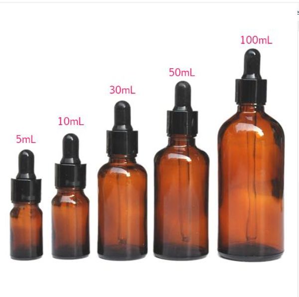 

5-100ml amber glass bottles reagent eye dropper drop amber glass aromatherapy liquid pipette bottle refillable bottles