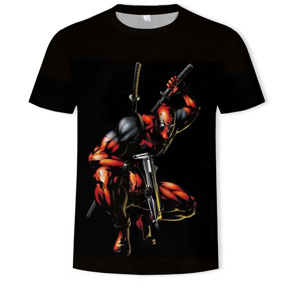 

mens designer personalized deadpool 3d printed short-sleeved base shirt t-shirt, White;black