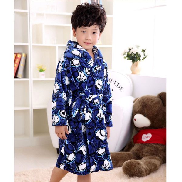 

winter spring warm children's robe flannel bathrobes animal night wear for kids cartoon kid jumpsuits birthday boy girl clothes, Blue;red