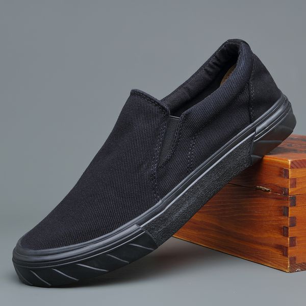 

2020 new fashion men canvas shoes casual shoes trend man comfortable loafers, Black