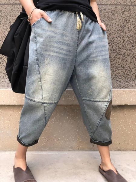 

dark blue embroidery do old worn high waist jeans are female bk4586