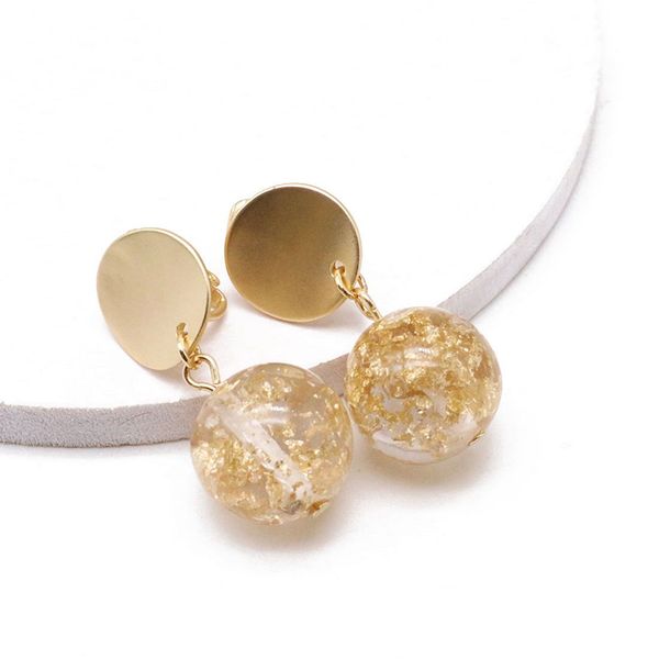 

gold silver glitter ball resin cute simple design alloy clip-on sweet earring for women