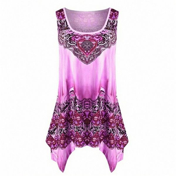 

large size sleeveless women blouse o neck loose print shirt blusa feminina summer ladies tank vest haut femme mujer 4fn, White