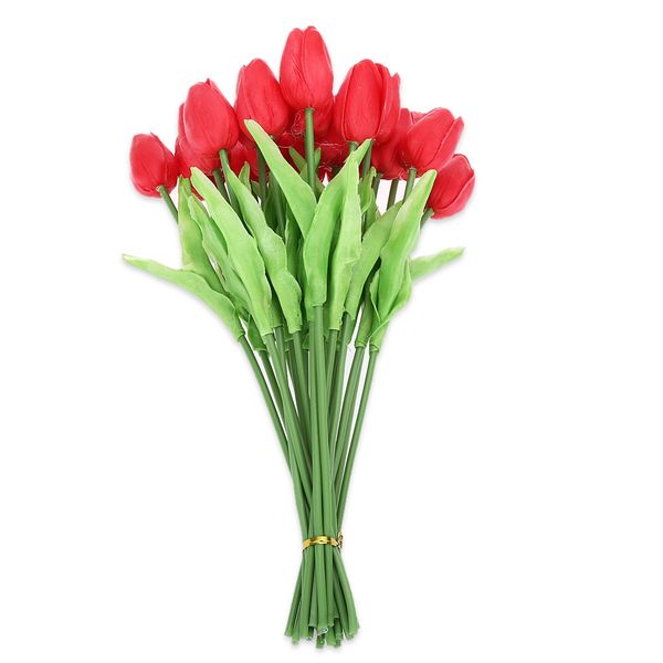 Decorazione di nozze per feste di ufficio in casa, bouquet di fiori di tulipano artificiale in PU da 20 pezzi