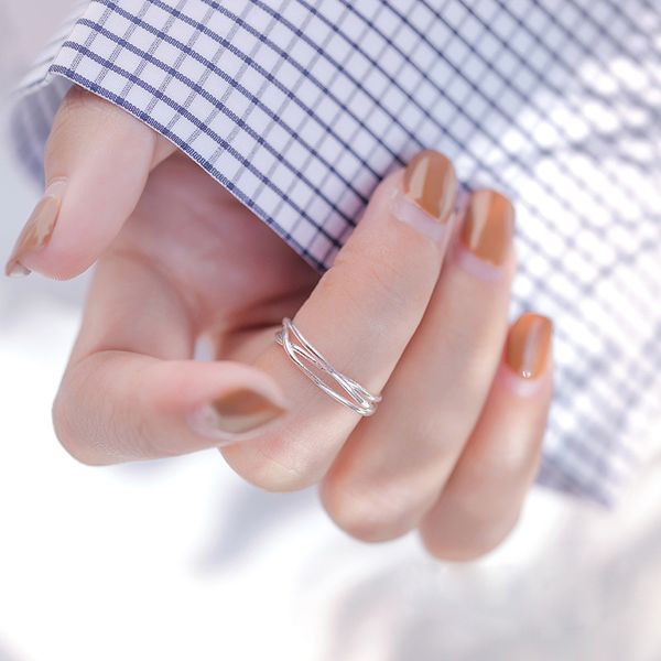 

линия пересечения открытие кольцо простой личности студент указательный палец кольцо корейская версия женская мода xiaozhong чистая красная, Golden;silver