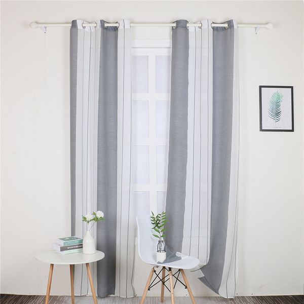 

1pcs белье окна sheer шторы semi-blackout для гостиной спальня rod карманный stripe pattern одной панели вуаль шторы
