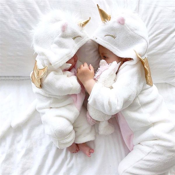 

0-24m newborn kid baby boy girl clothes cute unicorn flannel hooded romper elegant cotton princess jumpsuit lovely party outfit, Blue