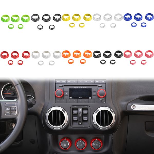 

for wrangler jk 2011-2017 car air conditioning audio knob switch ring decorative cover interior unlimited accessories 5pcs