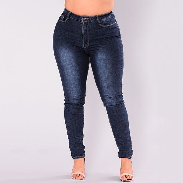 

2018 new women plus size 7xl jeans feminino casual push up denim jeans stretch high waist skinny pants slim fit bodycon trousers, Blue