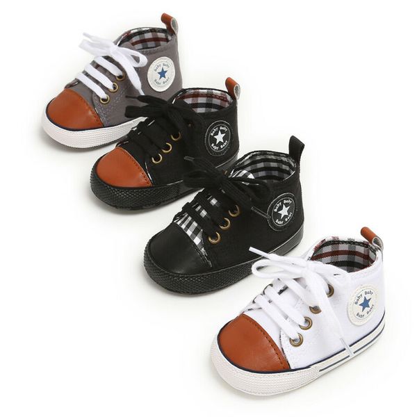

0-18months toddler infant canvas anti slip newborn baby boy crib shoes 2020 new, Black