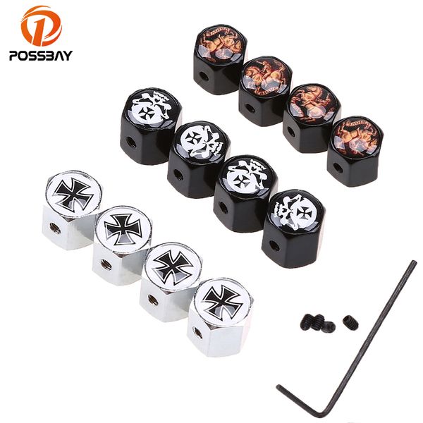 

possbay колеса автомобиля шин tire стволовые air valve caps анти theft auto motor шин valve cap конные воины / knight templar logo / skull