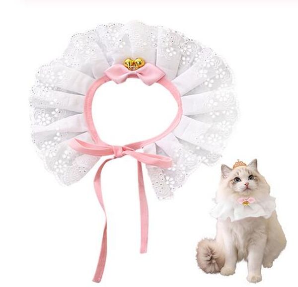 2019 New Arrival Moda Dog Cat Bib com a Bell bonito Lace Pet Bandana Cat Bandana Pet Bib lenço Pet Shop Decoração Hot GC3