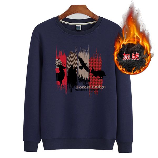 

fashion-2019 autumn animal printed hoodie o neck crew neck casual men's wear custom, Black