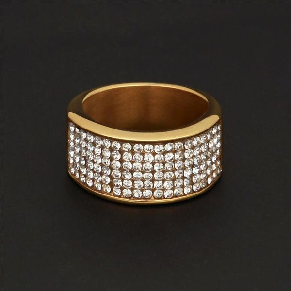 

роскошные золотые с бриллиантами круглого кольцом из нержавеющей стали rock h h cl бриллиантового кольцо золота серебряного цвета, Silver