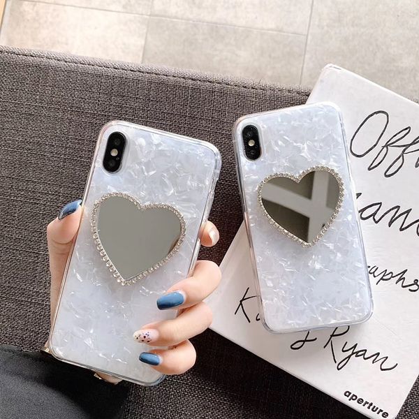 

luxury diamond marble love makeup mirror phone case for iphone 6 s 7 8 plus x xr xs max for samsung galaxy s8 s9 note 8 9 s10 e