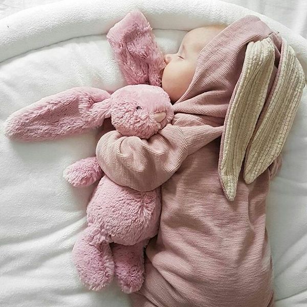 

winter rompers warm rabbit ear baby romper fleece jumpsuit snow wear snowsuit cute infant clothing newborn boys grisl clothes y200623, Blue