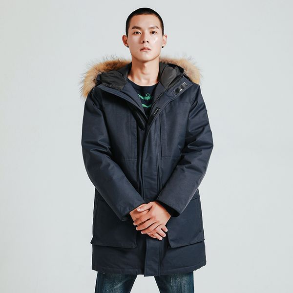 

2019 men long thicken down coats waterproof, Black