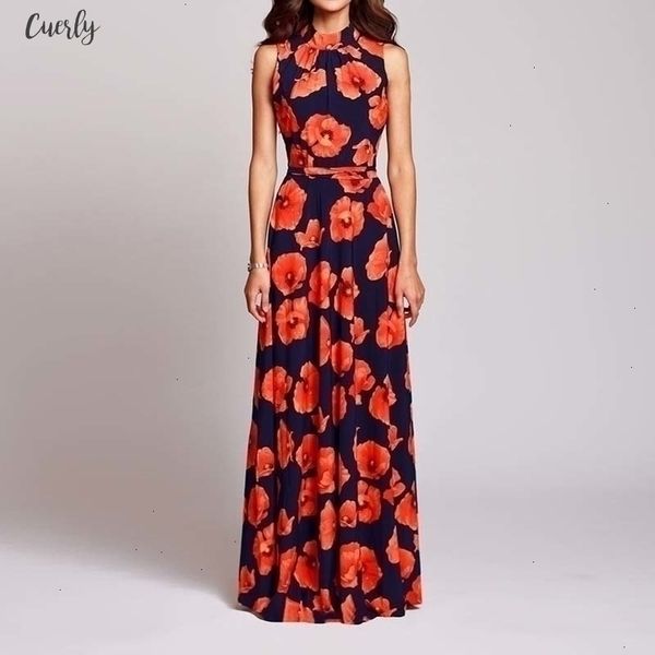 

summer women floral print dress bohemian style casual o neck sleeveless vintage long dress elegant party vestidos, Black;gray