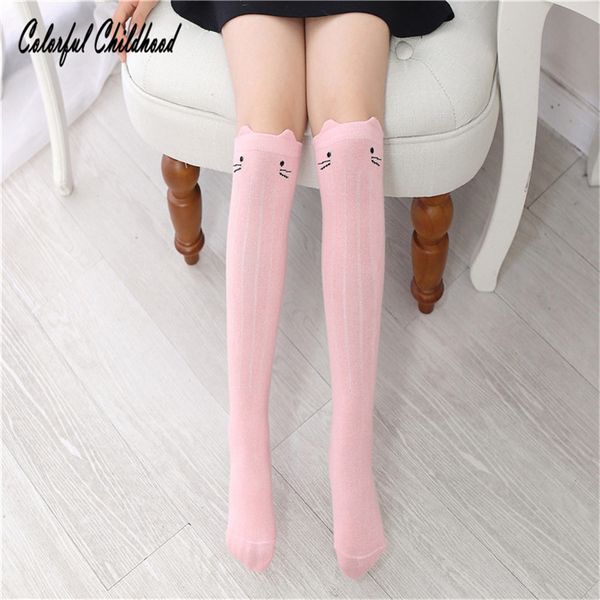

baby girls scoks pure cotton cartoon cat pattern printed knee-high socks big kid girls leg warmer socks kid 's stocking 3-12 yrs, Blue