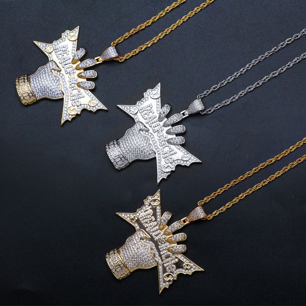 

zircon pendant fist modeling zircon-inlaid hip-hop jewelry, Black