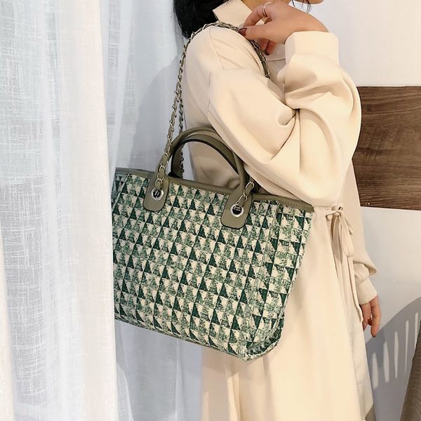 

luxury winter classic plaid women's handbags woolen bag for women shoulder bags patchwork chain bag large handle