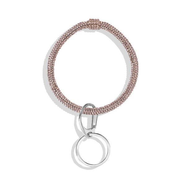 

wholesale-r fashion ins designer super glittering colorful diamond rhinestone tassel charm bangle bracelet for woman with key ring, Black