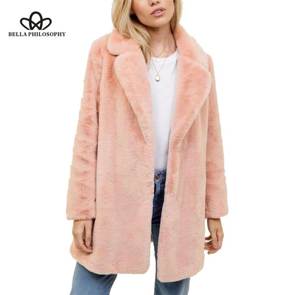 

bella philosophy winter 2018 plus size women pink fur women coat thick female coat winter warm solid women's coats jacket, Black;brown