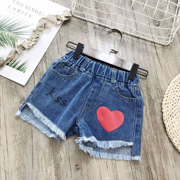 

2018 new summer item girl cute heart denim shorts jeans shorts, Blue