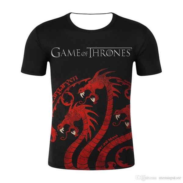 

song of ice and fire game 3d tshirts thrones designer mens women teenager clothing tees short sleeved, White;black