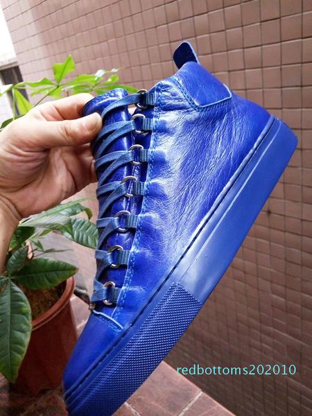 

luxury designe shoes kanye west red bottom flats leather moccasins men women high shoes casual lace up shoes r10, Black