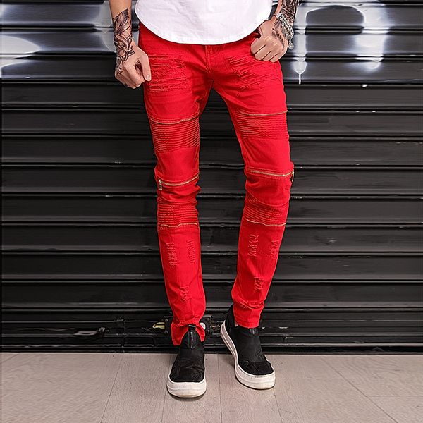

straight men jeans casual denim trousers men motocycle jeans masculino, Blue