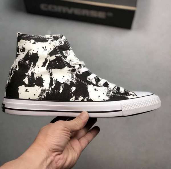

new 1970s designer womens mens 1970 canvas casual shoes ink painting men women skateboard shoes size 35-44, Black