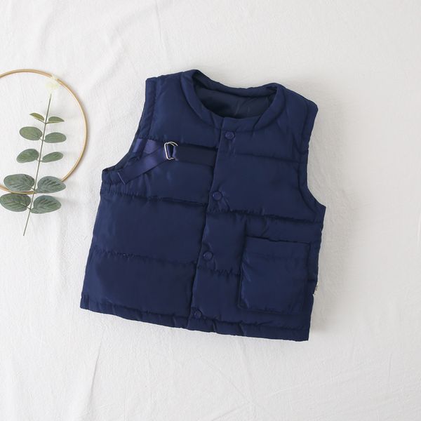 

autumn winter casual baby coat vest solid color sleeveless waistcoats kids down vests u, Blue