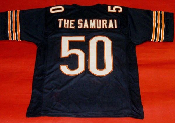 

retro #50 mike singletary custom mitchell & ness jersey the samurai bule mens stitching high-end size s-5xl football jerseys college n, Black;red