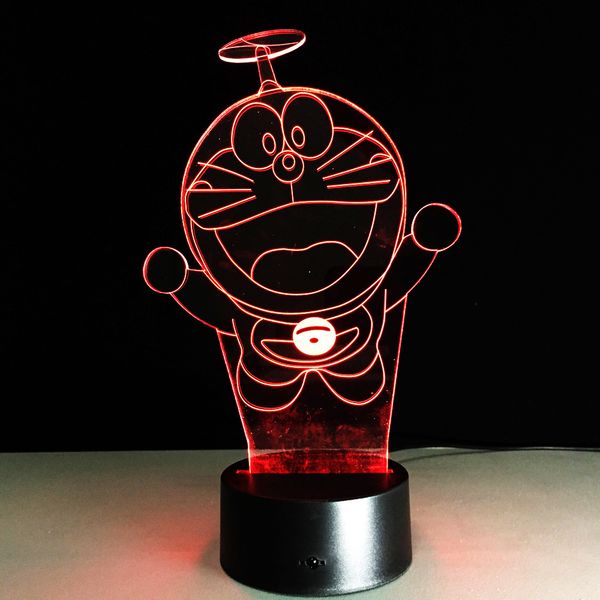 

cat doraemon pokonyan 3d led lamp night light acrylic creative gift usb colorful lamp table night lamp bedroom light kids gifts
