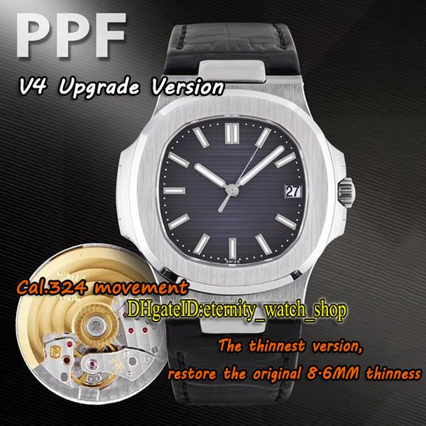 

2021 ppf v4 upgrade-version thk 8.6mm 5711 1a-011 5711g cal.324 s c automatic mens watch dark gray dial leather-band sport-watches eternity, Slivery;brown