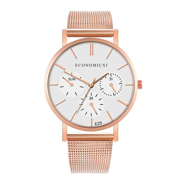 

men sport casual watches men's digital clock man trendy ultra thin color men's mesh belt watch fashion calendar business, Slivery;brown