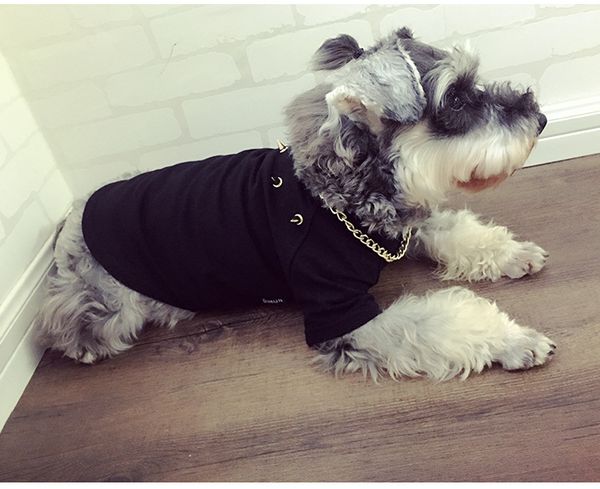 Roupas para cães Schnauzer Hip Hop Grande Corrente de Ouro Tourada Teddy Pet Filhote de Cachorro Gato Rebite Camiseta Maré Card301b