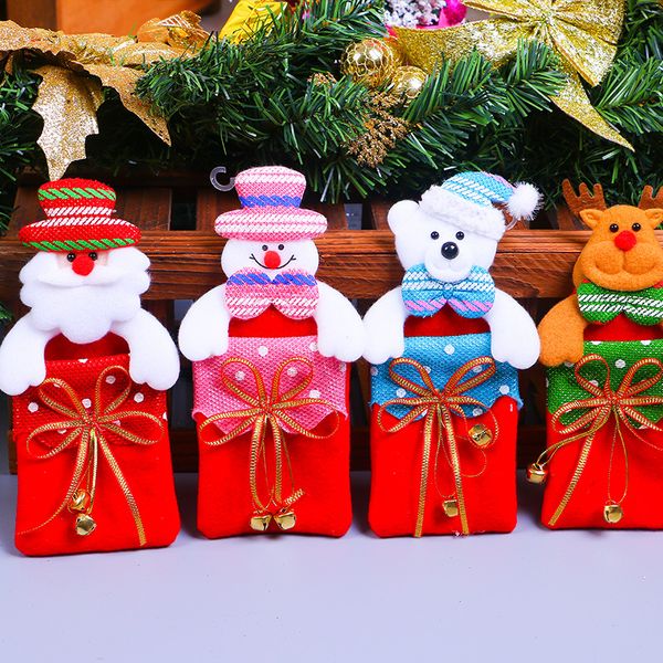 

5pcs merry christmas tree decoration ornament santa clause snowman deer new year supply home decoration gift bag