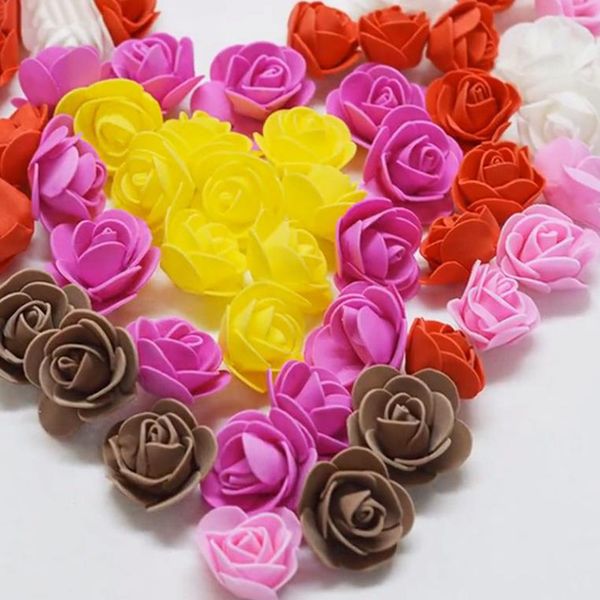 

144 pcs 2.5cm mini rose artificial flower bouquet mul-ticolor rose wedding flower decoration scrap booking fake