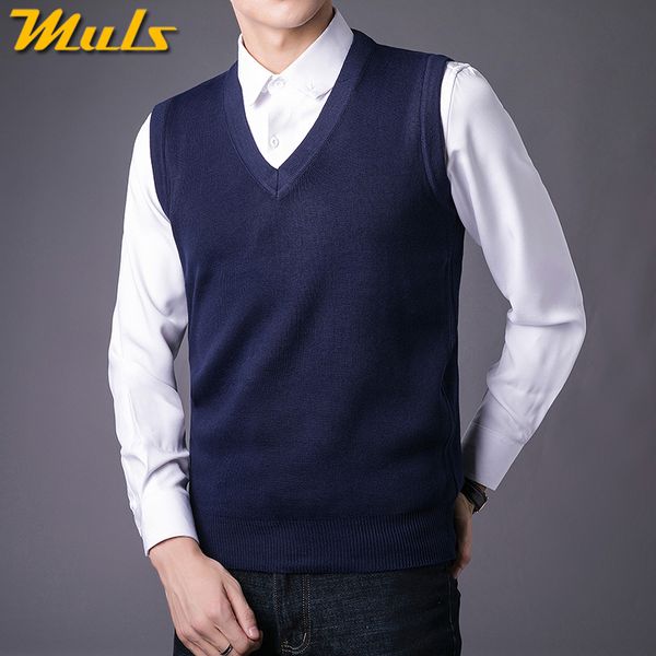 

men sweater vest male winter knitted sleeveless sweater men pullover flexible v-neck jumper autumn 1111 global shopping festival, Black;white