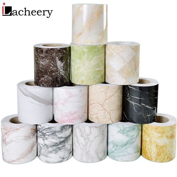 

practical waterproof baseboard wall sticker decorative film self adhesive waist line living room marble wallpaper borders decals