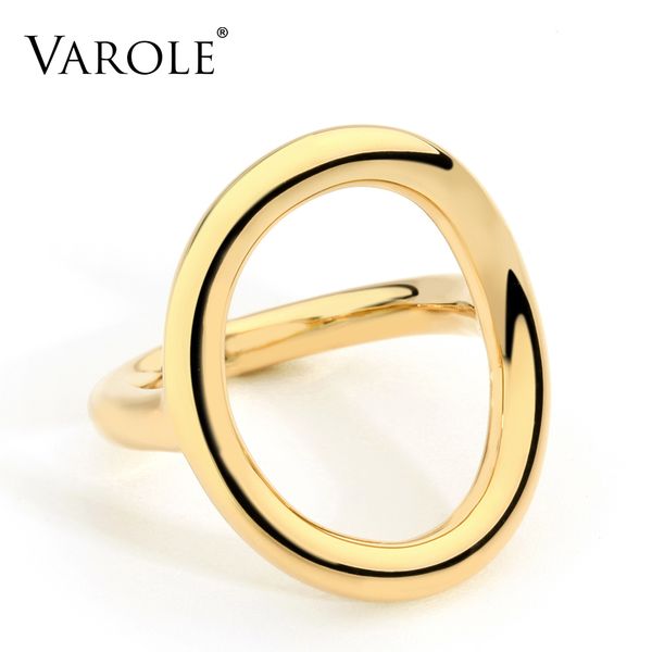 

varole new arrival cold wedding rings for women irregular korean simple style round copper silver ring jewelry wholesale, Golden;silver
