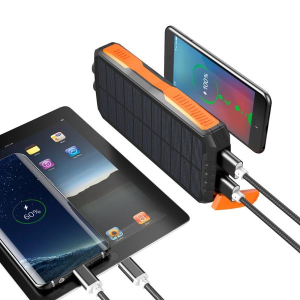 

new 2020 trending product 25000mah power ip65 waterproof portable wireless solar power banks solar powerbank charger