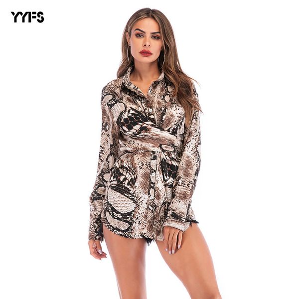 

womens designer season snake print long sleeve chiffon shirt blouse loose slim versatile comfort, White