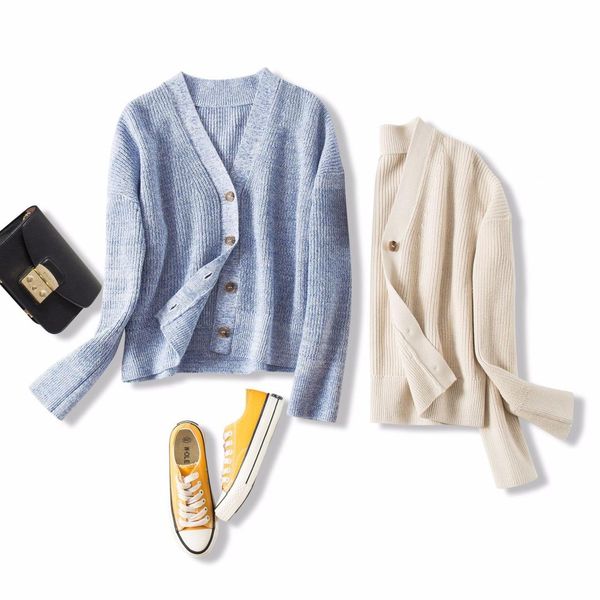 

mohair sweater women elegant cashmere mohair cardigan autumn winter jumper knitted loose v neck soft female, White