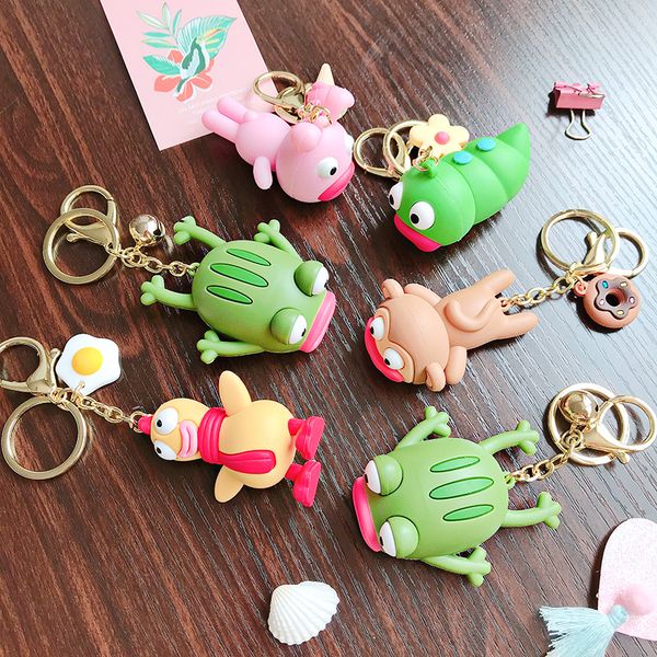 

cartoon caterpill keychains frog key pendant cute anime doll toucan keychain phone bags key chain car ring accessories gifts, Silver